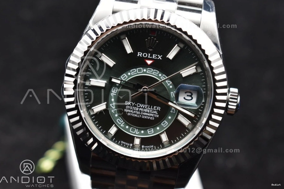 A2824 904L Jubilee SS Bracelet on Dial 326934 Best ZF 1:1 Green SS Edition Sky-Dweller 1107